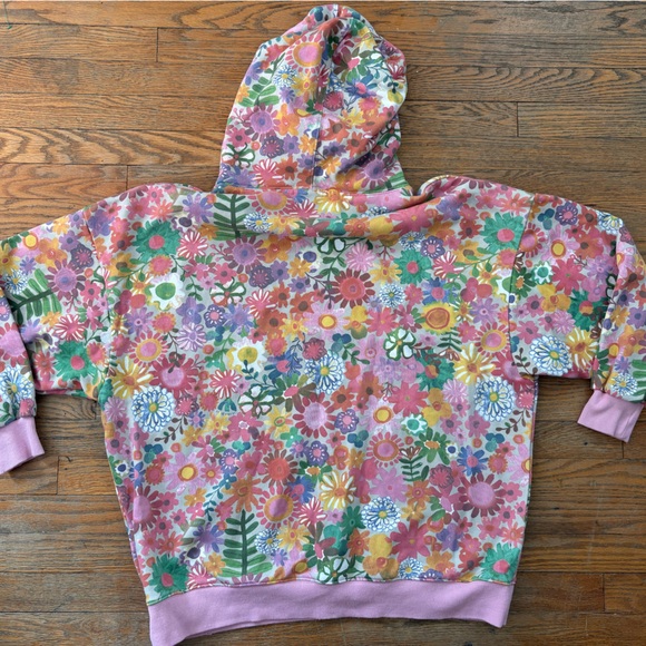 Natural Life Oversized Floral Pink Cottagecore Sweatshirt Hoodie Size S/M - Picture 7 of 8